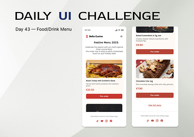 Daily UI · Challenge 43: Food / Drink Menu dailyui design food menu ui