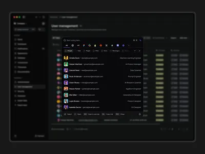 Command Menu - Dark Mode ai tool command command k command bar command center command k command menu command menus command modal command palette command search dark dark mode input field product design search smart search