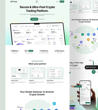 Bit Trade – Crypto Trading Platform Website bit trade landingpage ui ux webpage website wordpress
