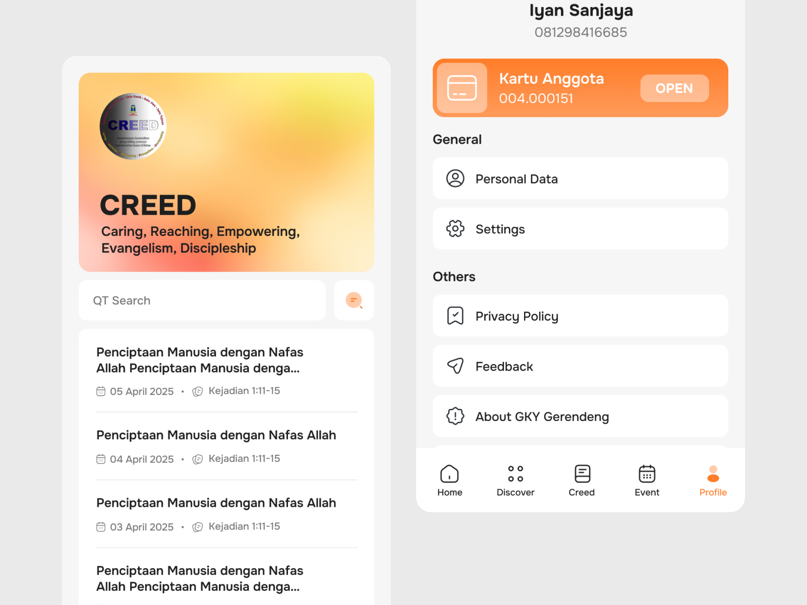 Church Mobile Application Design graphic design mobile ui