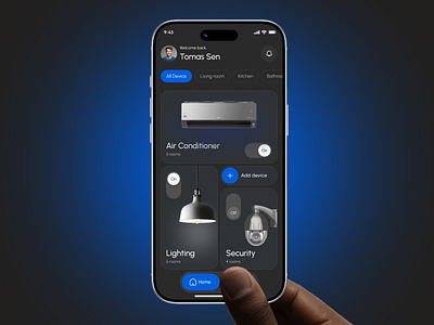 Smart Home Mobile App UI Design creative dark dark mode darkmode home home automation ios ui iphone mobile mobile ux premium product design remote control smart smart device smart home smarthome app ui uiux user interface
