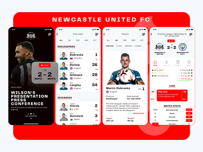 Newcastle United FC - UI Redesign app cc cognitive creators design details football newcastle product ui user interface ux