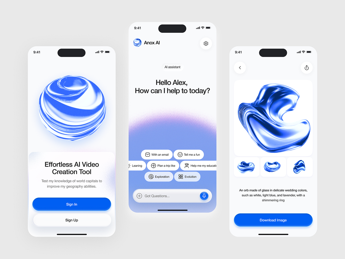 Anox AI - Creative Assistant Mobile App Design Image 4