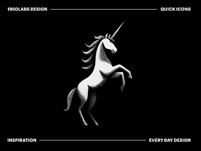 Unicorn, black and white stamp 1950labs black and white gradient icon minimal software developer stamp ui unicorn ux