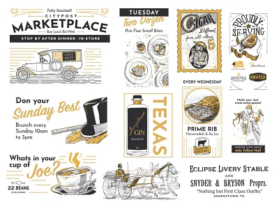 Dinner Menu Spot illustrations apple pencil branding design digital digital etching graphic design illustration lettering menu menu design menu illustrations print print design procreate spot illustration typography vintage ad