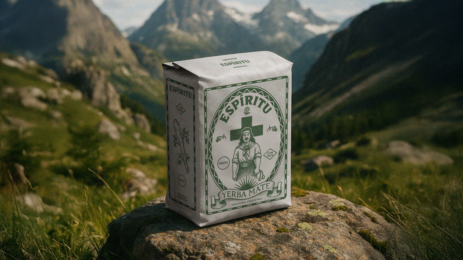 Espíritu Yerba Mate x Tuerca Studio 3d art direction artwork branding design identity illustration label logo packaging typography yerba