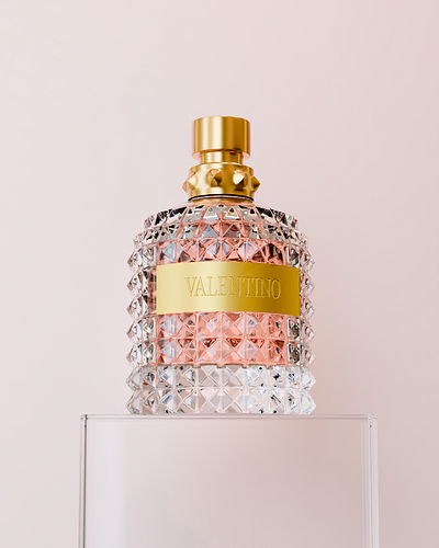 Valentino Perfume Bottle – Day 6 3d blender cosmetics design learning journey lighting luxury design materials perfume bottle product design render valentino