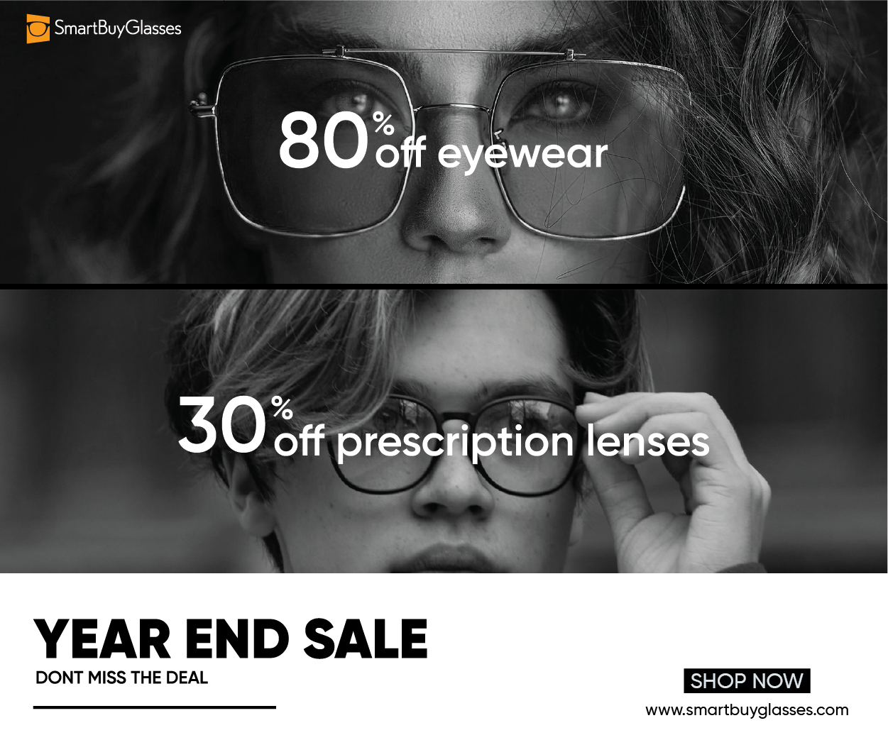 DIGITAL BANNER DESIGN FOR "SmartBuyGlasses" adobe illustrator adobe photoshop advertising banner banner design bold clean design eyewear graphic design minimal modern monochromatic smartbuyglasses web website banner