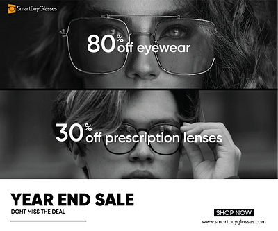 DIGITAL BANNER DESIGN FOR "SmartBuyGlasses" adobe illustrator adobe photoshop advertising banner banner design bold clean design eyewear graphic design minimal modern monochromatic smartbuyglasses web website banner