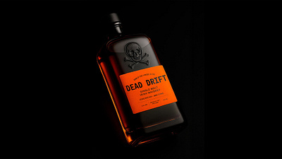 Dead Drift Whiskey 3d branding graphic design identity label logo packaging render typography whiskey