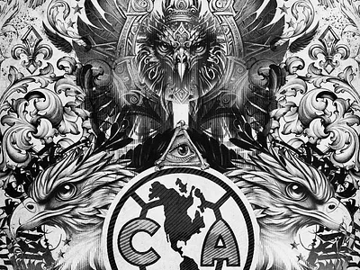 Club America inks illustration powerful aguilas akyanyme chinese clubamerica dibujo digitalart eagle fifa futbol goal illuminati ilustracion inks lasaguilas noai painting powerful secret soccer society