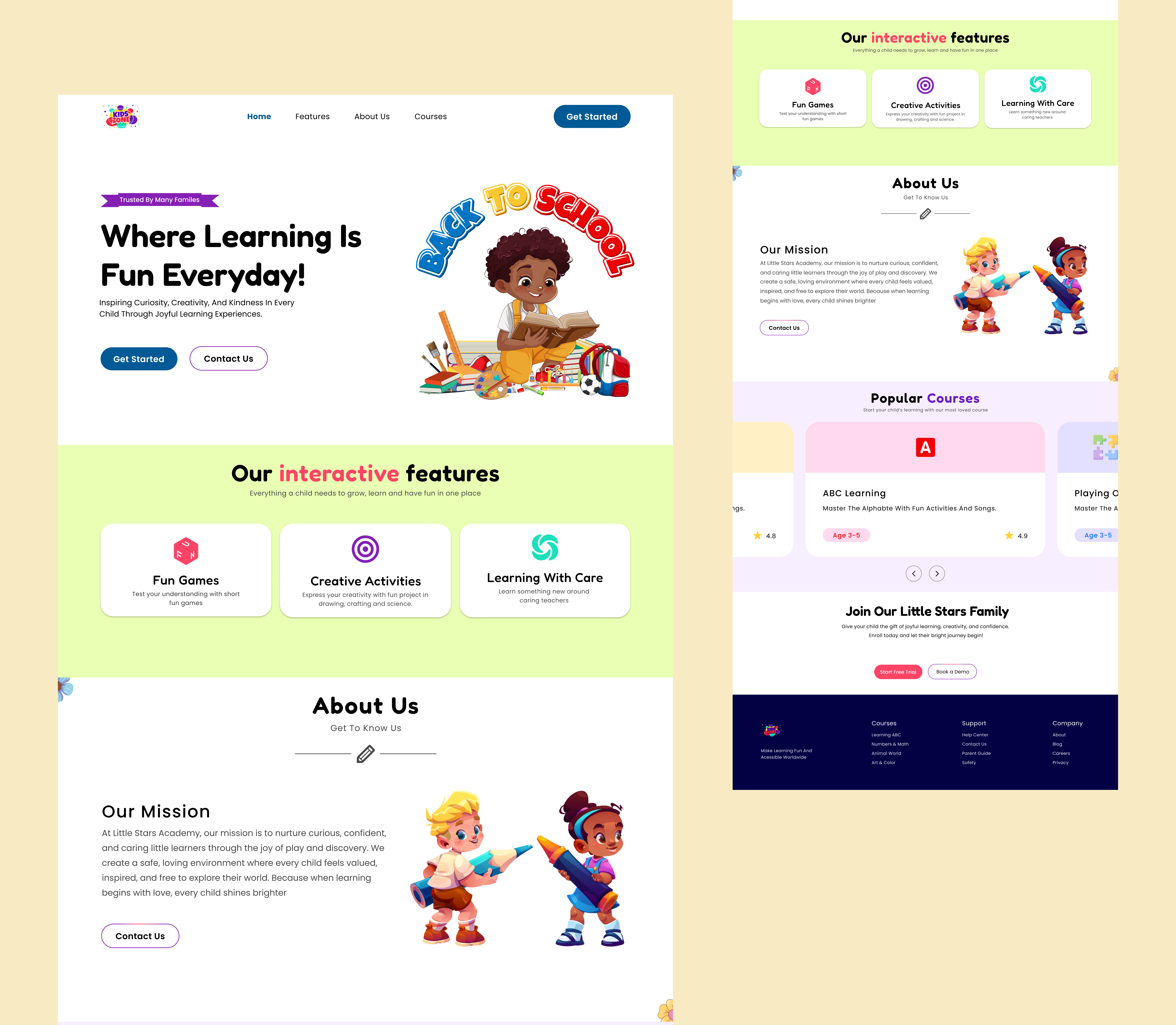kids school website ui designforkids kidslearning ui ux webdesign