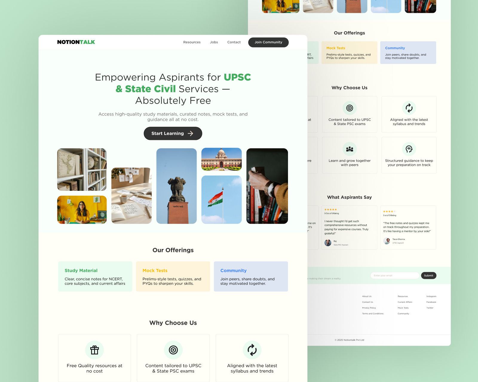 Landing page design for UPSC Preparation cleanui edtech minimaldesign productdesign uiux ups webdesign