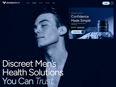 Men Health Solution Web Shop design development discreet food health health care landing page lifestyle men pills shopify supplement vitamin web design website redesign