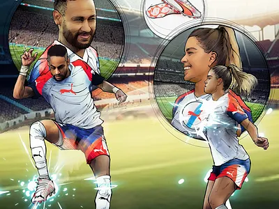 Tamires feat Neymar Jr PUMA illustration advertising akyanyme brasil dibujo digitalart fifa future goalenespanol history ilustracion media mexico neymar noai painting puma soccer social tamires ultra