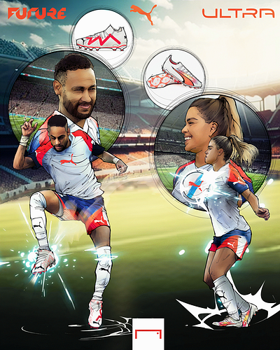 Tamires feat Neymar Jr PUMA illustration advertising akyanyme brasil dibujo digitalart fifa future goalenespanol history ilustracion media mexico neymar noai painting puma soccer social tamires ultra