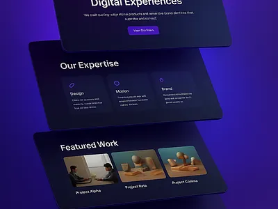 Futuristic Agency Landing Page branding creative agency css design design agency digital studio front end html illustration javascript landing page landingpage modern ui purple theme responsive saas landing startup landing ui web design website