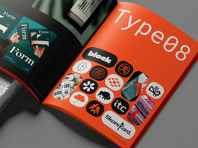 Type08 2026 book graphic design logo magazine material orange packaging print promo promotion roundup showcase style type08