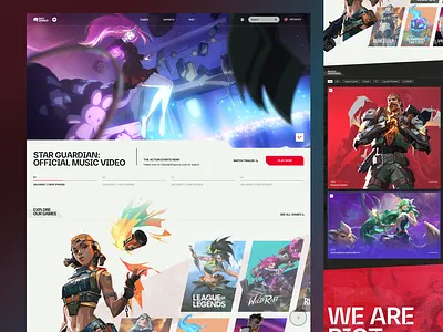 Riot Games - Homepage Concept Design Direction 1.5 art direciton clean design gaming graphic design layout league of legends minimal product riot games type typography ui uiux valorant visual design web design