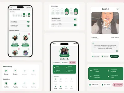 Smart Caregiver Matching App | UI/UX android app branding caregiver matching app clean design family care platform graphic design healthcare ux ios app mobile app mobile app design profile matching ui social wellness app ui uiux ux ux case study verified profiles wellness tech