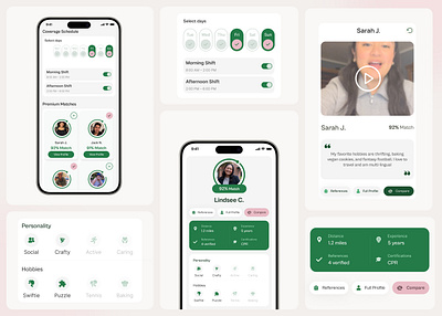 Smart Caregiver Matching App | UI/UX android app branding caregiver matching app clean design family care platform graphic design healthcare ux ios app mobile app mobile app design profile matching ui social wellness app ui uiux ux ux case study verified profiles wellness tech