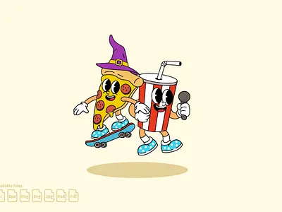Pizza & Drink character illustration branding character cute drink pizza
