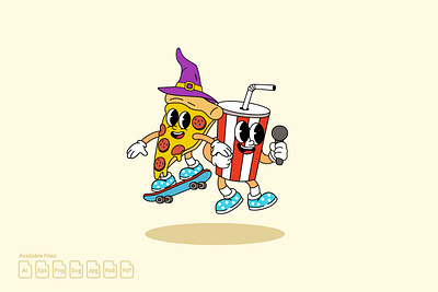 Pizza & Drink character illustration branding character cute drink pizza