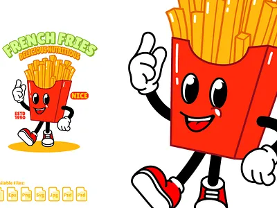 French Fries Character Cute character cute design illustration