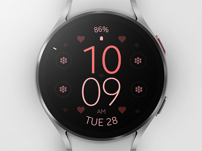 Minimal Heart Valentine's Day Watch Face for Wear OS black design graphic design heart illustration love minimal red samsung smartwatch sport technology ui watch watchface wear os