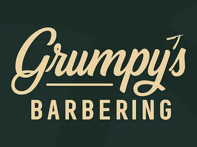 Grumpy’s Barbering — Classic Hand-Lettered Logo barber branding barber logo design barbershop identity barbershop logo branding design 2025 cartoonlogox character logo design classic brand identity creative branding agency custom typography logo hand lettered logo local business logo logo case study logo family mascot logo design modern barbershop design professional logo design retro logo design small business branding vintage logo