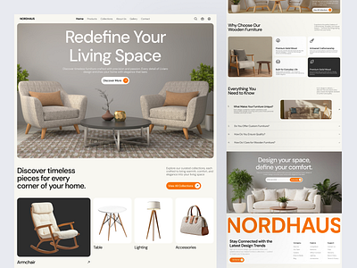 Home Furniture Landing Page chair decor design e commerce furniture furniture product home interior landing page lifestyle luxury modern table ui ux