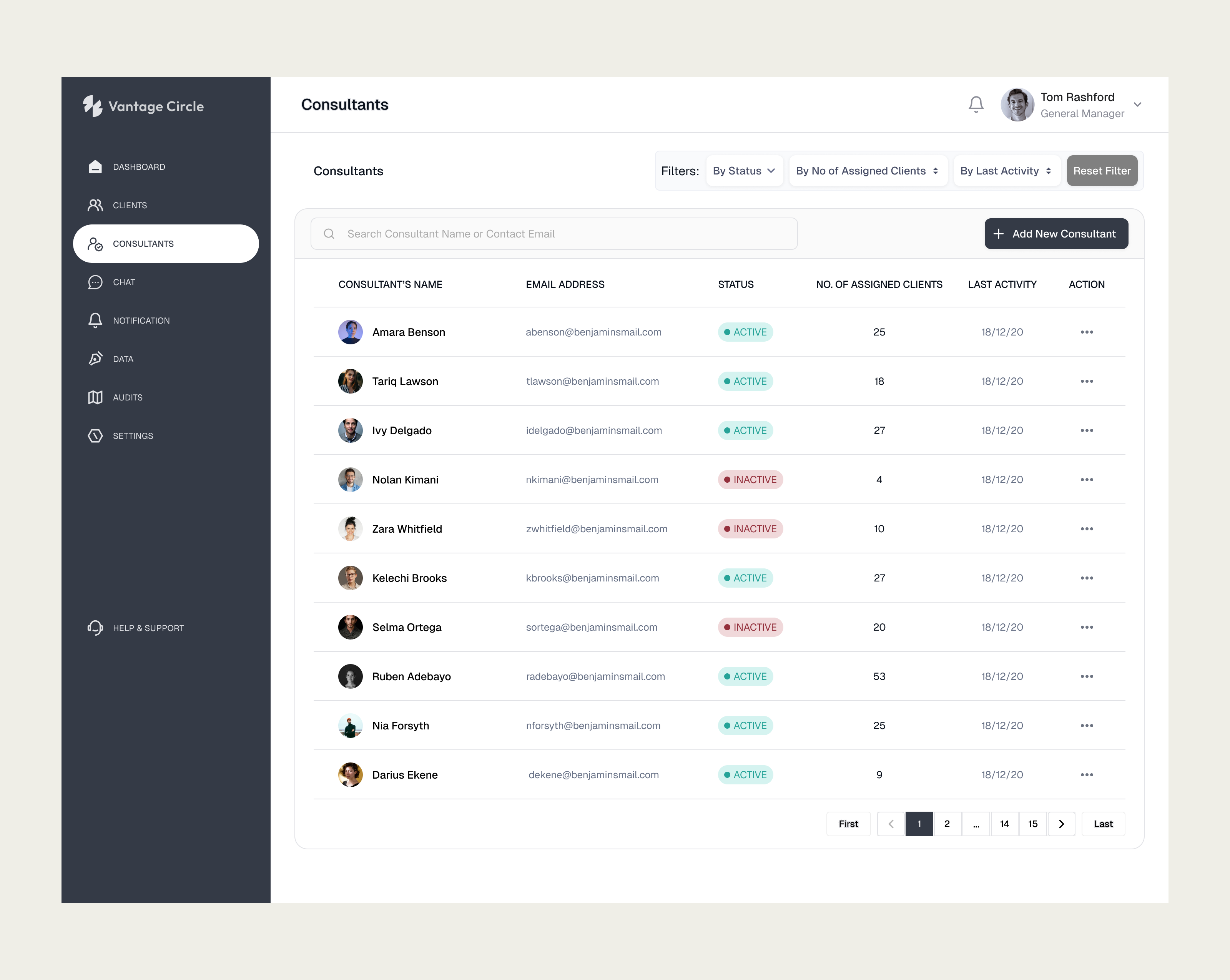 Consultants Section - Vantage Circle ai business consultant dashboard designs desktop product design profile small business ui user experience user interface ux ux designer