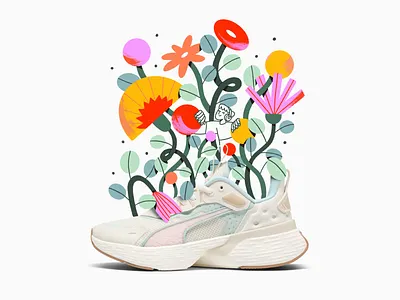 Puma Sneakers ad art banner colorful design flowers graphic design illustration illustrator poster product puma shoes sneakers