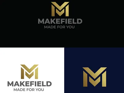 MAKEFIELD - Premium M Monogram Logo Concept brandidentity branding corporate fashion geometric gold golden lettermark logo logodesign luxury madeforyou makefield metallic mlogo modernlogo monogram premium realestate typography