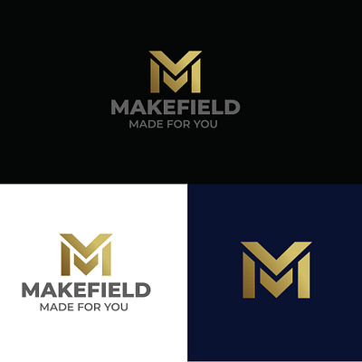 MAKEFIELD - Premium M Monogram Logo Concept brandidentity branding corporate fashion geometric gold golden lettermark logo logodesign luxury madeforyou makefield metallic mlogo modernlogo monogram premium realestate typography