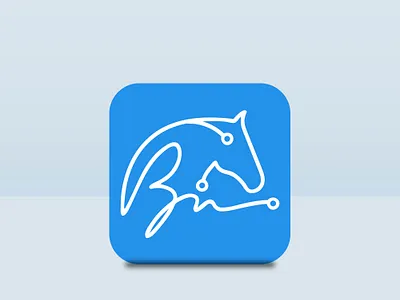 Monoline Horse & Signature Logo | App Icon Design animal appicon blue branding customtype dynamic equestrian horse icon identity lineart logo minimal mobileapp monogram monoline scribble signature sketch sport