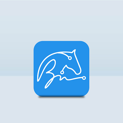 Monoline Horse & Signature Logo | App Icon Design animal appicon blue branding customtype dynamic equestrian horse icon identity lineart logo minimal mobileapp monogram monoline scribble signature sketch sport