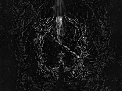 Enchanted tree in mystic cave | Artwork for sale! angel anime black branding darkart design illustration logo symbol ui