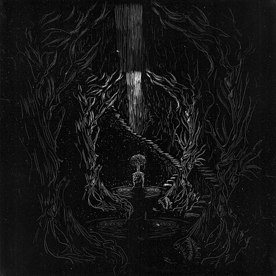 Enchanted tree in mystic cave | Artwork for sale! angel anime black branding darkart design illustration logo symbol ui