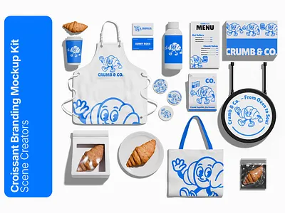 Mockup Kit Bakery Branding apron mockup bakery branding brand identity branding cafe cafe branding coffee croissant croissant mockup fnb food and beverage food branding graphic design mockup mockup kit modern mockup packaging mockup paper bag mockup restaurant branding visual identity