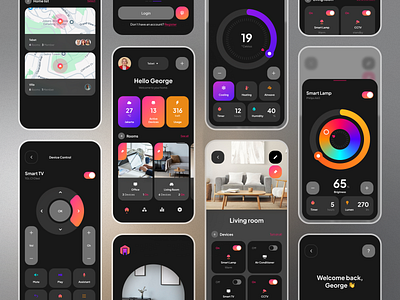 Smart Home App UI Design app ui concept app ui design design energy monitoring ui future tech design home automation app intelligent home interface interface iot app design mobile app ui design services smart home app smart home app ui design smart home control smart home ui smart lightting app ui ui ux exploration uiux design