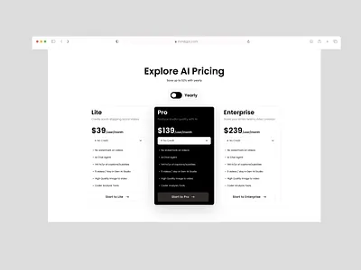 AI Website : Pricing Section ai sass ai website ai website : pricing section design pricing section pricing website product service ui web webdesign website pricing