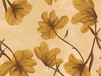 Vintage Yellow Flowers. Seamless pattern botanical fabric fashion floral flower pattern seamless textile yellow