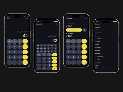 Calculator & Unit conversion app app design mobile app ui ui design ui ux user interface