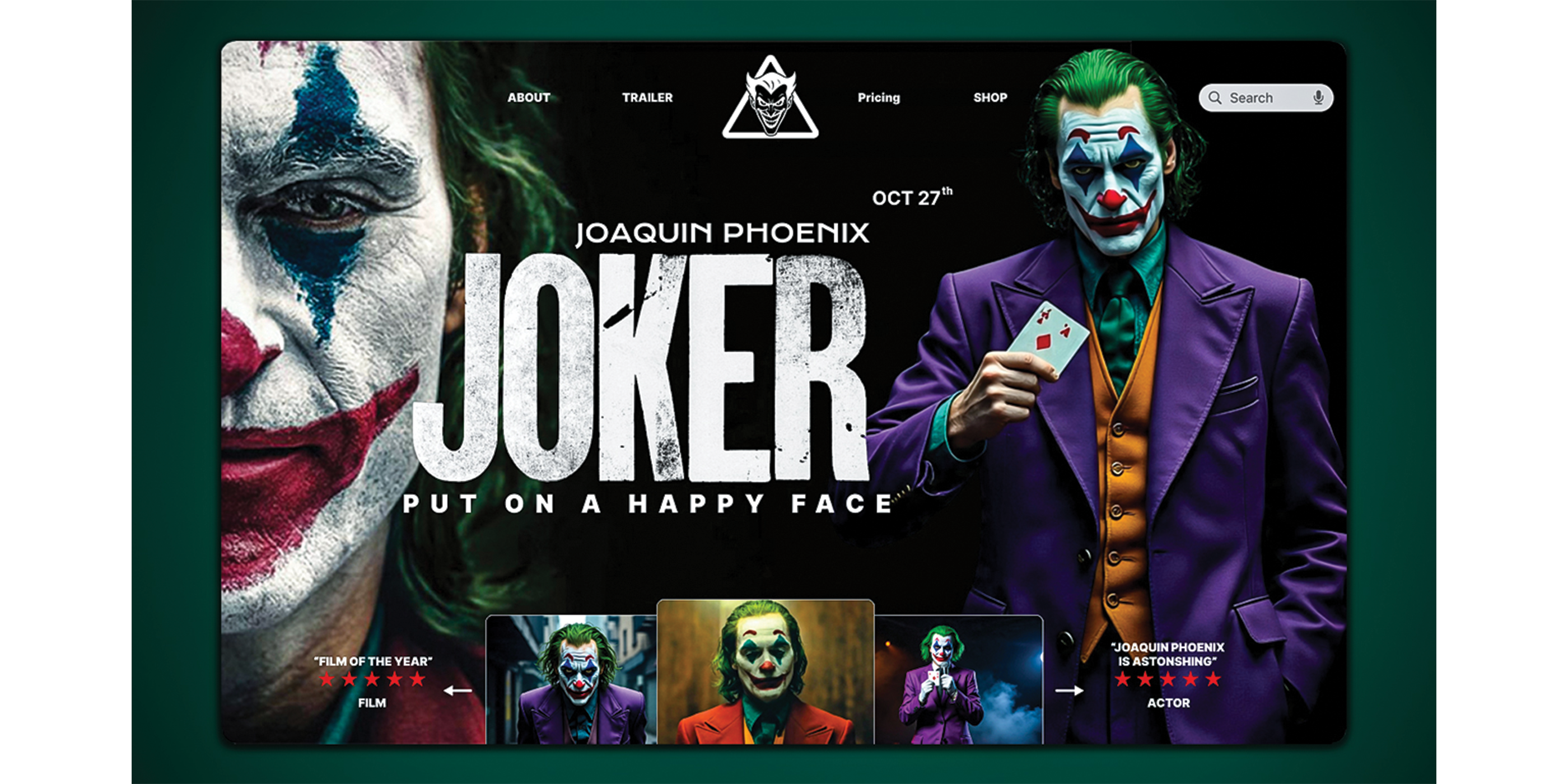 Joker Website Landing Page UI Design branding graphic design landing page design ui ui ux design web design website design