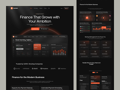 SaaS Website Design dark design finance fintech landing page landingpage money saas saas landing page saas product saas ui saas web saas website saas website design saasweb ui ui design uiux ux design web design website