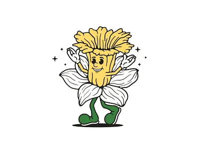 Stay Bright, Stay Blooming - Retro Flower Mascot art artwork cartoon character daffodil digital art flower illustration merch merchandise retro t shirt t shirt design