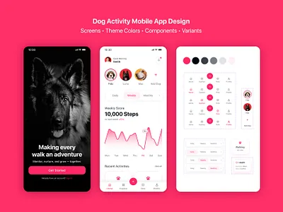 Dog Activity App Design apps designer figma mobile productdesigner uidesigner users webdesign