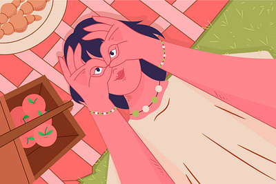 A glimpse of a quiet afternoon calmenergy characterdesign conceptualart creativeexpression digitalart digitalillustration editorialillustration everydaymoments feminineart flatdesign illustration modernillustration playfulart relaxvibes softpalette summercolors vibrantcolors visualstorytelling warmtones