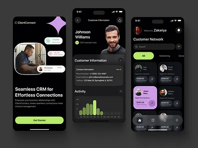 ClientConnect - CRM App app design b2c client relationship clients crm customer design interface mobile mobile design mobileapp product design saas ui ui design uiux ux